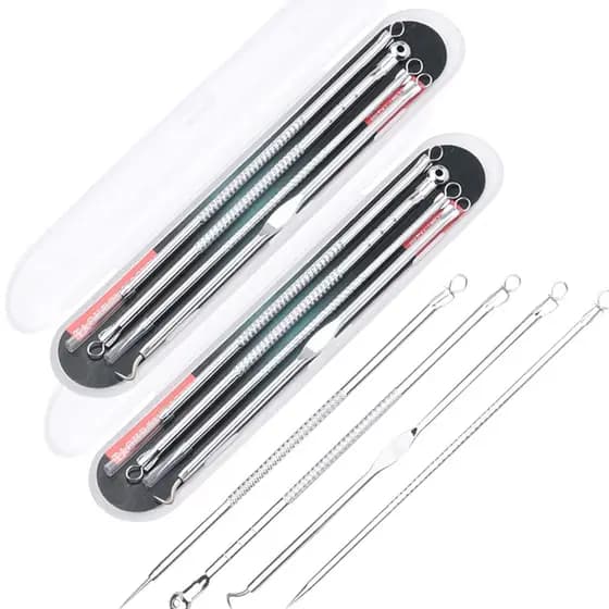 Kit 8 Pçs Acne Espinha Extrator De Cravos Profissional Removedor De Ponta Dupla Pinça