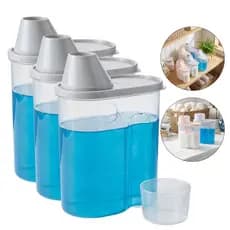 Kit 3 Potes 1,9L Com Copo Medidor e Bico Dosador Multiuso Cozinha Lavanderia