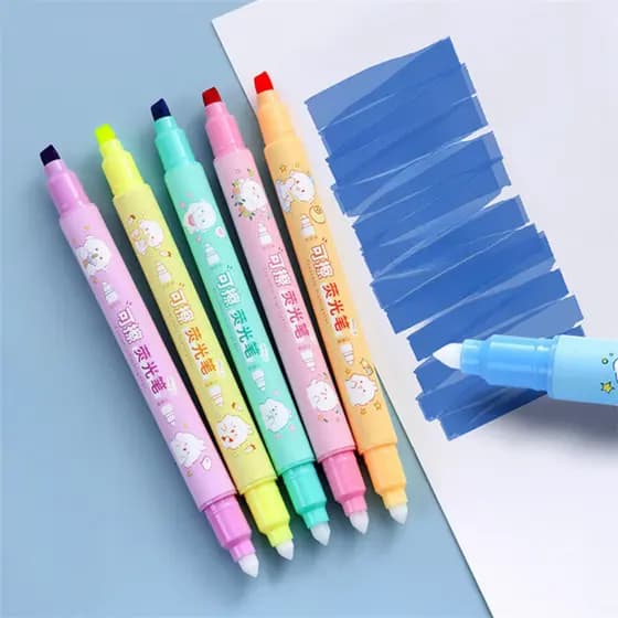 Kit Canetas Marca Texto Apagável 6 Cores - Escolar Modelo Kawaii
