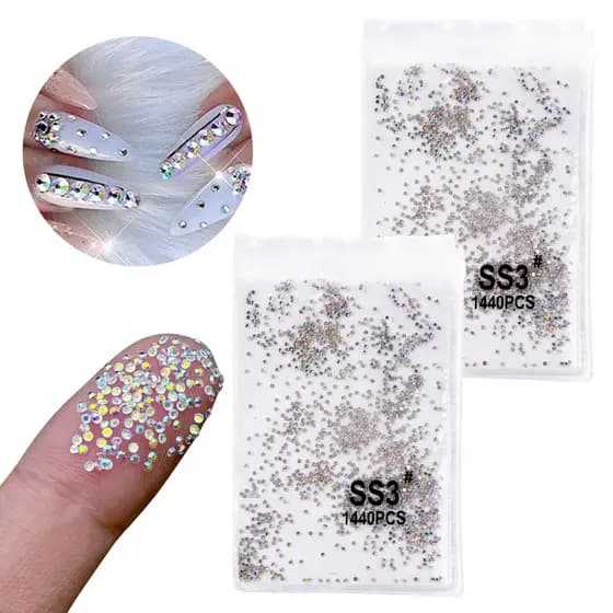 Pacote Kit Strass 2880 Pedrinhas Para Decoração Unha Maquiagem Nail Art
