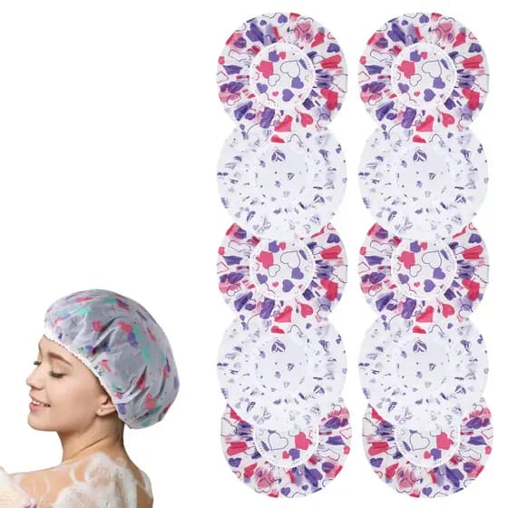 Kit Touca de Banho Impermeável Reutilizável 10 Uni Plástico Resistente Reutilizável