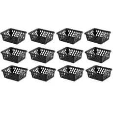 Kit 12 Cesto Organizador Multiuso Lavanderia Banheiro Preto 16x12x6cm