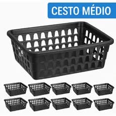 Kit 10 Cestos Organizador Multiuso Banheiro Médio 19x15x6cm