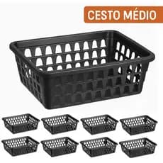 Kit 08 Cestos Organizador Multiuso Banheiro Médio 19x15x6cm