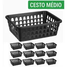 Kit 12 Cestos Organizador Multiuso Banheiro Médio 19x15x6cm