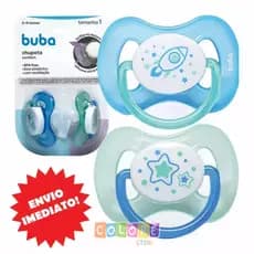 Kit 2 Chupetas Brilha Escuro Silicone Comfort Ultra Soft BPAFREE Tamanho 1- 2 Bebe Meses Menino Buba