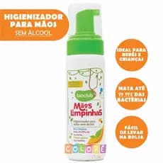 Higienizador Mãos Limpinhas Bebê Criança Espuma Sem Álcool Elimina Germes e Bactérias Não Resseca