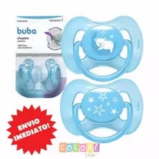 Kit 2 Chupetas Silicone Comfort Ultra Soft BPA FREE Tamanho 1 E 2 RN Meses Bebê Menino Buba
