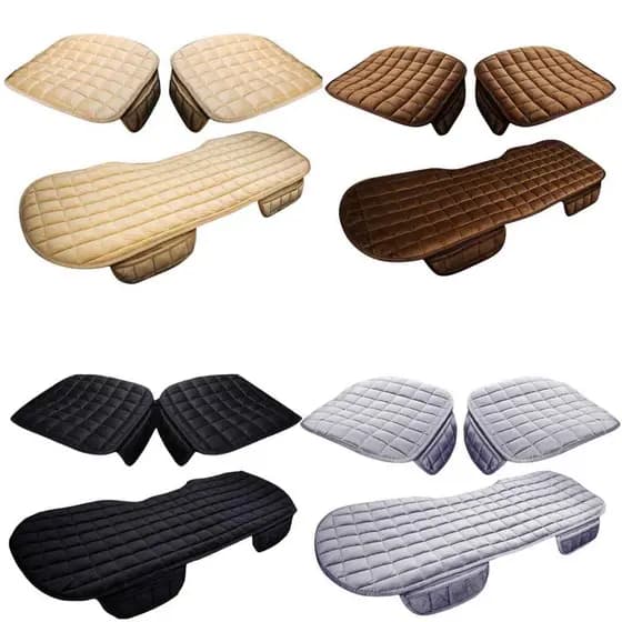 Kit 3 Capas De Assento Para Banco de Carro Almofadado Confortável Em Suede Com Porta Objetos