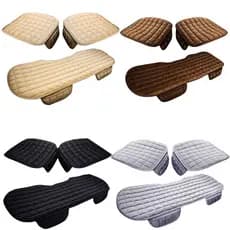 Kit 3 Capas De Assento Para Banco de Carro Almofadado Confortável Em Suede Com Porta Objetos