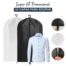 Kit 2 Capas Protetoras para Roupa e Terno TNT Protetor Antimofo Organizador de Guarda Roupa Closet