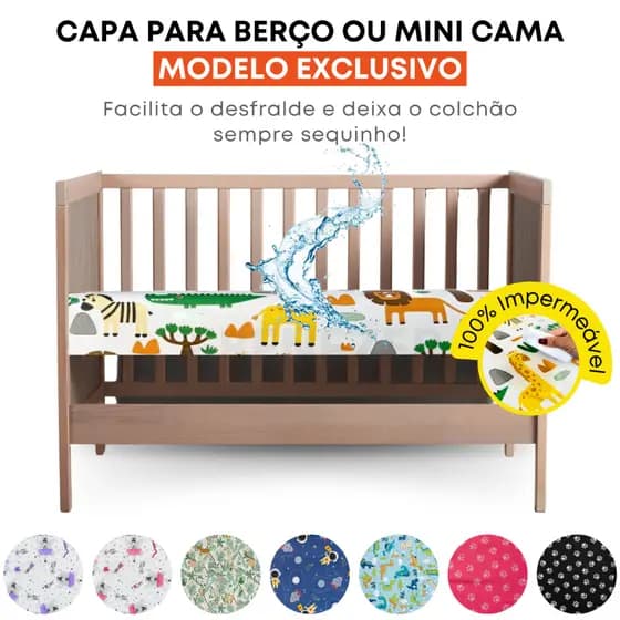 Protetor de Colchão Impermeável Capa Berço Mini Cama e Cama Pet Antixixi Macio e Silencioso