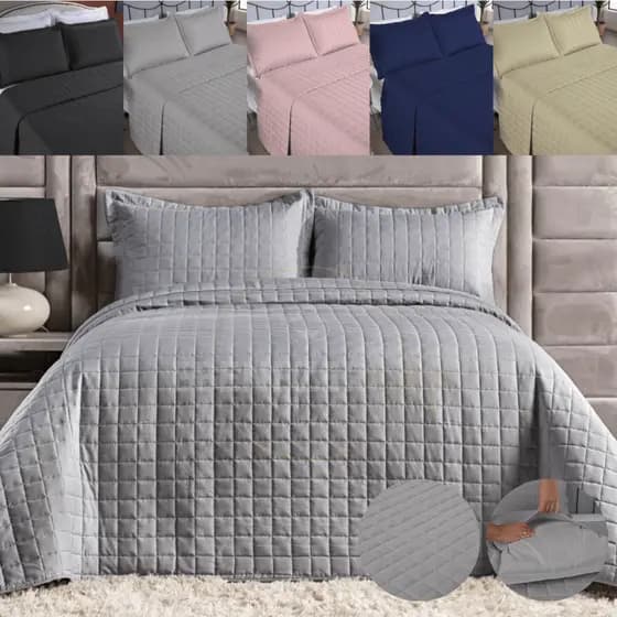 Cobre Leito Casal Luxo 3 Peças Dupla Face Colcha 400 Fios Porta Travesseiro Modelo Envelope Premium