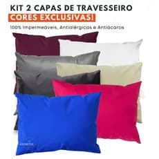 Kit 2 Capa Protetora de Travesseiro Impermeável Fronha Anti-ácaro, Antialérgico Antimofo Silenciosa