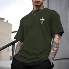 Camiseta Masculina Camisa Cruz Mini Street Faith Camisa 100% Algodão Masculino