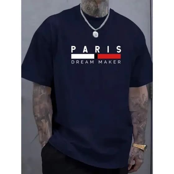 Camiseta Masculina Estampada Paris StreetWear Camisa Básica Malha 30.1