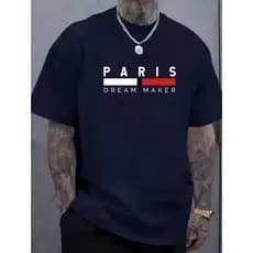 Camiseta Masculina Estampada Paris StreetWear Camisa Básica Malha 30.1