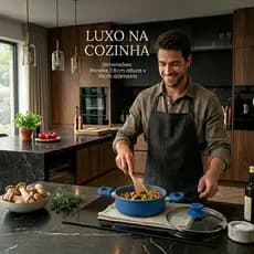Panela indução Cerâmica luxo Antiaderente 18cm com Tampa | Azul | Cozinha Prática e Moderna
