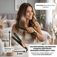 Chapinha de Cabelo Profissional Bivolt Rosa 50W | Portatil Alisa, Modela e Finaliza
