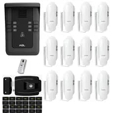 KIT PORTEIRO COLETIVO AGL S500 12 PONTOS BLUETOOTH+ 12 MONOFONES + 24 TAG + FECHADURA +BOTOEIRA INOX