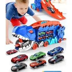 Caminhão Cegonha Pista Com Carrinhos Maleta Transportadora Azul