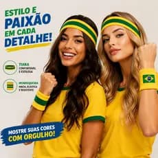 Tiara Cabelo e Munhequeira Brasil Torcida Copa Do Mundo Acessórios