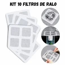 kIT 10 Filtros de Ralo Descartável Tela Adesiva Protege Insetos para Ralo Pia Banheiro 10x10