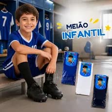 Meião de Futebol Infantil Juvenil Esportivo Futsal Cano Longo Alta 25 ao 36