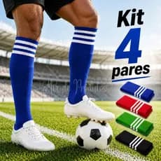 Kit 04 Pares de Meião de Futebol Cano Alto Jogador Adulto