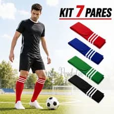 Kit 7 Pares de Meião de Futebol Jogador Cano Alto Jogador de Futebol Adulto