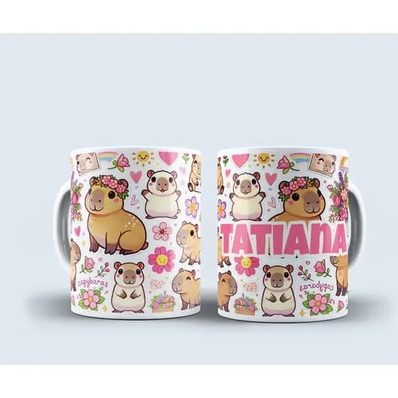 Caneca de capivara personalizada com nome material ceramica 325ml  lindo presente