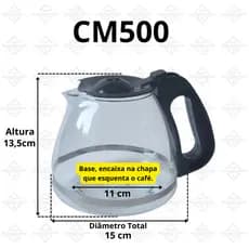 Jarra Compatível Com A Cafeteira Electrolux Buon Giorno Cm500 Preta (VIDRO RESISTENTE)