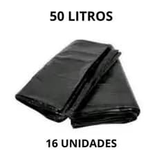 Sacos Para Lixo 50 Litros Com 16 Unidades  68cm x 76cm