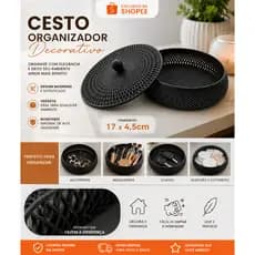 Centro de mesa, Cesto Organizador com Tampa Porta Objetos Multiuso Banheiro Maquiagem Joias Chaves Decorativo