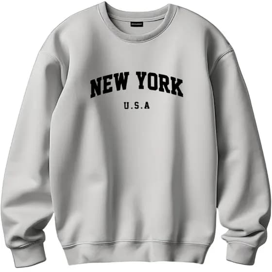 Moletom New York Gola Redonda Liso Unissex Blusa De Frio Sem Capuz Gola careca