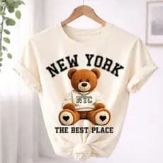 Camiseta Teddy Bear Unissex Estampa Premium New York