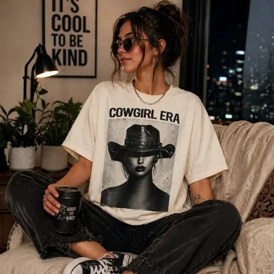 Camiseta Estampada Country Unissex Moda Casual Confortável Estilo Urbano Rodeo 2026
