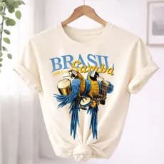 Camiseta Premium Estampada Manga Curta Unissex Tropical Praia Verão