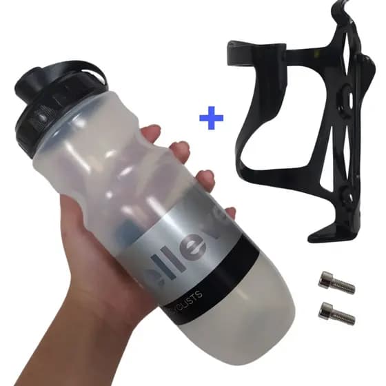 Kit Garrafa Caramanhola 650ml com Suporte Bike Livre BPA Squeeze Ciclismo MTB Speed