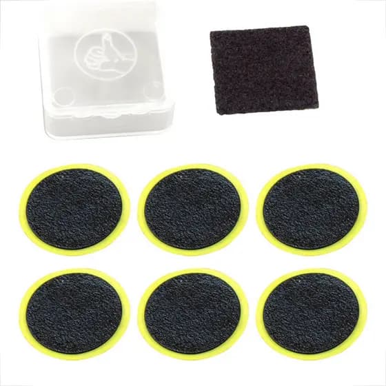 Kit 6 Remendos Autocolante Sem Cola P/ Bike Boia Colchão Inflável Com Estojo E Lixa Prático