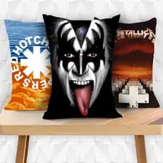Almofada Personalizada Bandas de Rock presente colecionador enfeite Iron maden acdc megadeth beatles guns roses kiss