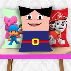 Almofada Infantil Decorativa Lembrancinha Naninha Patrulha Canina, PJmasks, Show da Luna, Pocoyo