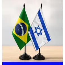 Kit 2 Bandeira de mesa - Brasil e Israel - enfeite escrivaninha mesa escritorio estante país missões