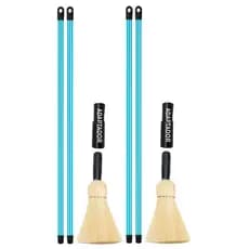 Kit 2 Escovas Vassouras Sisal Limpa Teto com 4 Cabos e 2 Prolongadores para Cantos Paredes e Pó
