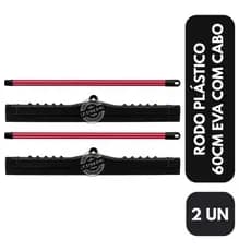 2 Rodos Plástico 60cm EVA Duplo Reforçado com Cabo Limpeza Rápida Eficiente Multiuso Piso Molhado