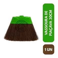 1 Vassoura Piaçava 30cm Base Plástica Reforçada Sem Cabo Limpeza Pesada Varre Chão Casa Quintal