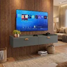 Rack Suspenso Com Porta Bancada Para Tv Parede Sala Quarto Luxo Multiuso Decoração 120 Ou 90 Cm