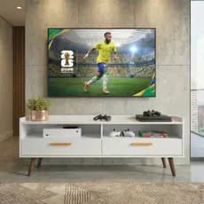 Rack Bancada Turim com pés Retrô 1.10 2 Portas Moderno Copa Sala Quarto Parede TV 32 43 50 Polegadas