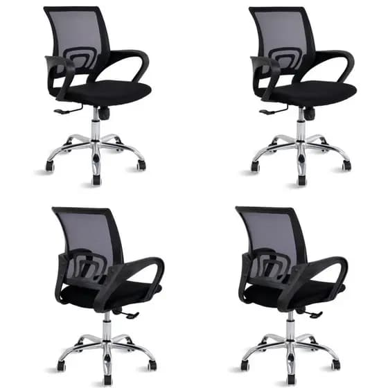 4 Cadeiras de Escritório Mesh Ergonômica com pistão reforçado até 150kg