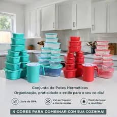 Kit Jogo de Cozinha 20/10 Potes Herméticos + Jarra 1.800ML Para Cozinha BPA Free